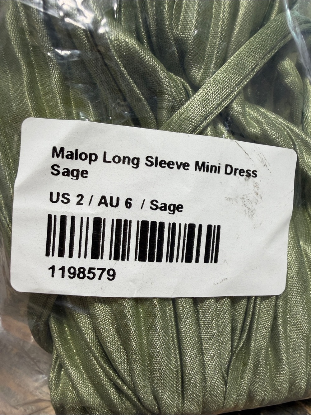 Malop Long Sleeve Mini Dress Sage - Size 2 - Picture 11 of 11